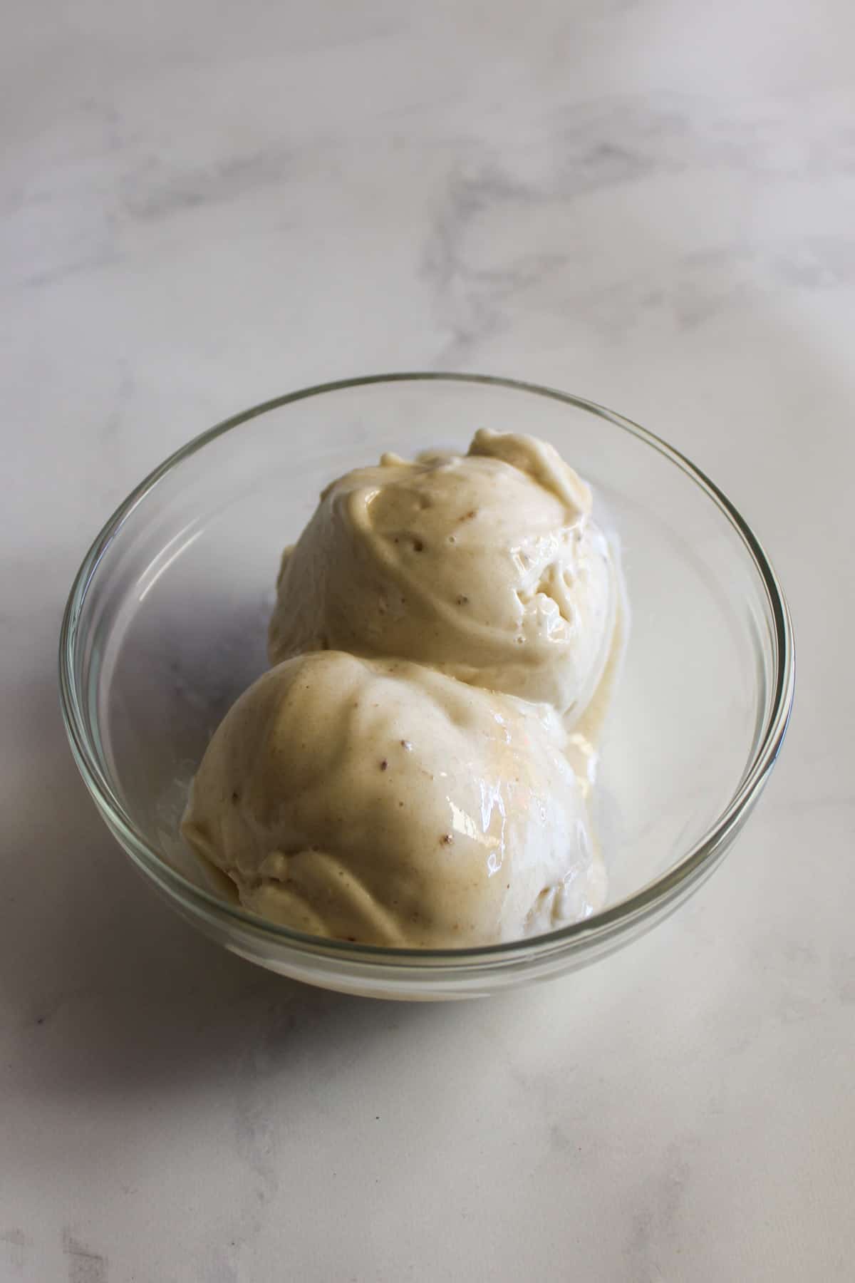 Banana ice cream in a glass bowl