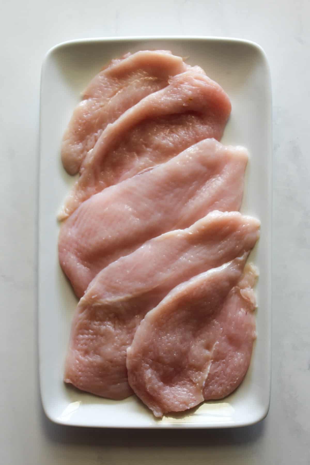 Chicken breasts on a white plate