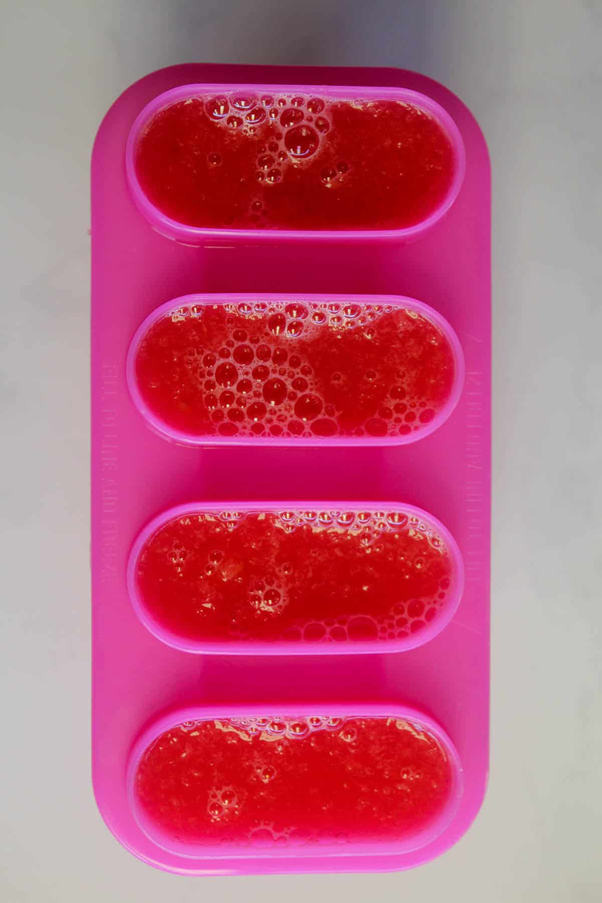 Watermelon Icy Poles in a icy pole mould