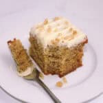 Banana cake with soft, delicious cream cheese icing