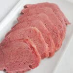 Silverside sliced on a white plate