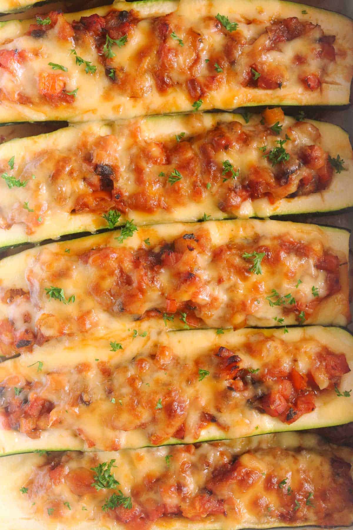 Stuffed zucchini boats baked